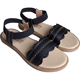 Sandal nữ  đế bệt Trường Hải da bò thật màu đen SD0133 HÌNH ẢNH THẬT