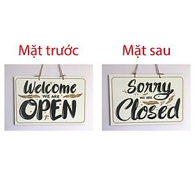 Bảng treo cửa, bảng gỗ open- closed  2 mặt cho nhà hàng, khách sạn, cửa hàng