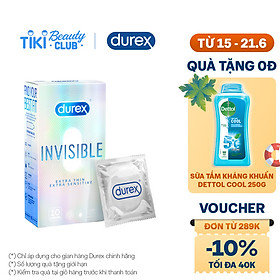 Bao cao su Durex Invisible Extra Thin Extra Sensitive 1 Hộp 10 Bao