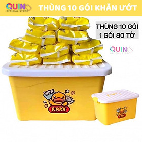 Thùng 10 Gói Khăn Ướt Con Vịt Vàng Siêu Đáng Yêu, 1 Gói 80 Khăn