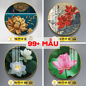 Tranh tròn treo tường tráng gương in hình hoa sen nhiều mẫu mang đến tài lộc, may mắn, bình an