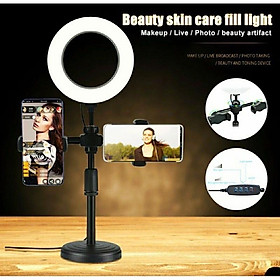 Mua Giá đỡ hai điện thoại  livetream  có đèn led quay vi deo