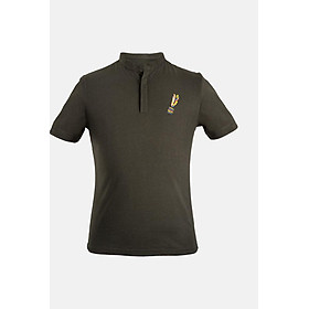 Áo Thun Nam Polo - GINKGO - Cổ Tàu - 100% Cotton Organic Thoáng Mát Hút Ẩm Tốt - Màu Ô Liu - Họa Tiết Cầu Da Cá Được May Trực Tiếp Lên Áo - Đơn Giản - Tinh Tế