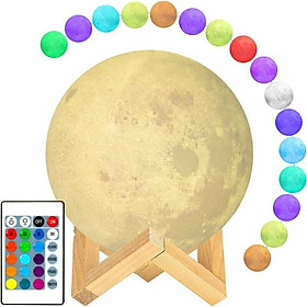 Đèn mặt trăng đường kính 12cm 16 màu Đèn in 3D Đèn Moon với sự hỗ trợ và điều khiển cảm ứng và USB có thể sạc lại cho trẻ em sinh nhật quà tặng Giáng sinh