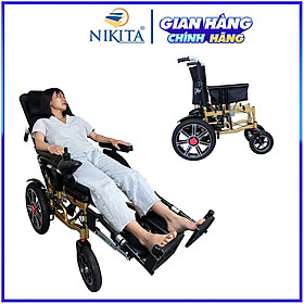 Xe Lăn Điện Có Tựa Đầu Cao, Pittong Nâng Hạ Lưng CHân, Tải Trọng 150kg, Chính Hãng NIKITA XLD - 2000
