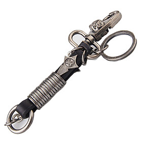 Móc Khóa Eo Retro Phong Cách Rock Từ Hợp Kim Móc Khóa Cổ Điển Phương Tây Cao Cấp Skull Keychain - Đen