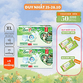 Combo 2 - Tã quần người lớn SunMate siêu mềm mại mới size M18/L16/XL14 + 2 miếng