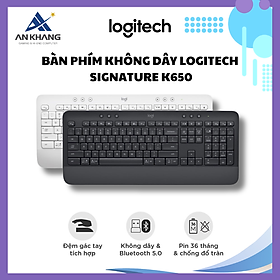 Mua Bàn Phím Không Dây Logitech Signature K650  - Nhỏ gọn  kê tay tích hợp  kết nối Bluetooth & USB Bolt - Hàng chính hãng