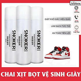 Chai Xịt Bọt Tuyết Vệ Sinh Giày Dép Tẩy Trắng Cao Cấp SNOKER Giặt Khô Siêu Tốc Bảo Vệ Giày Snoker Thể Thao Khỏi Bị Ố Vàng, Phai Màu 