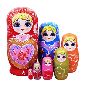 Girl  Wooden Russian Nesting Dolls Kit Nested Matryoshka Toy