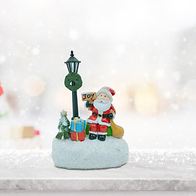 Lighted Christmas Decoration Desktop Statue Resin Crafts Decorative Glowing Lamppost Night Light for Living Room Desk Holiday