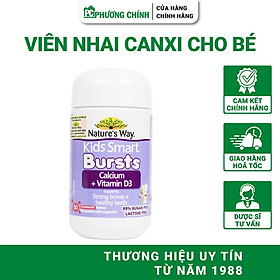 Viên Nhai Bổ Sung Canxi Cho Bé Nature's Way Kids Smart Bursts Calcium + Vitamin D3 50 Viên/Hộp