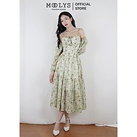 Hình ảnh Đầm hoa thiết kế tay dài tiểu thư dễ thương Moolys MD009