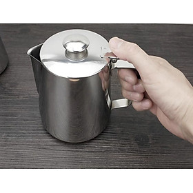 Mua CA INOX 304 CA ĐÁNH SỮA CÓ NẮP ĐẬY NHIỀU SIZE CAO CẤP MILK PITCHER INOX 304