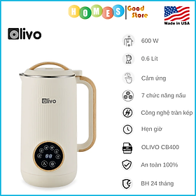 Máy Làm Sữa Hạt Mini OLIVO CB400 PRO Thương Hiệu Mỹ, 7 Chức Năng Dung Tích 0.6 Lít Công Suất 600 W - Hàng Chính Hãng