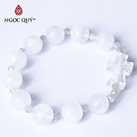 Vòng chuỗi mân côi thạch anh ưu linh trắng mix thánh giá - Ngọc Quý Gemstones