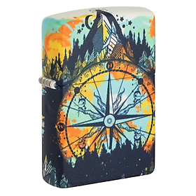 Bật Lửa Zippo Compass Design Glow in the Dark - Zippo Chính Hãng Sơn 540 Màu Phát Sáng Trong Bóng Tối - Hình La Bàn Phiêu Lưu
