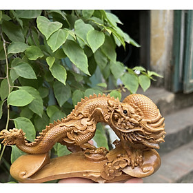 Mua Tượng con rồng phong thủy bằng gỗ bách xanh thơm nức kt 20×10×7cm