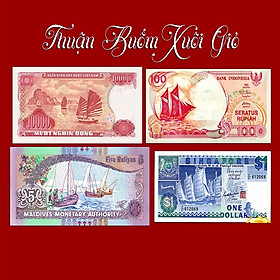 Mua Combo 4 tờ tiền thuận buồm xuôi gió phong thủy của Singapore   Việt Nam   Indonesia   Maldives - Bộ quà tặng sưu tầm ý nghĩa