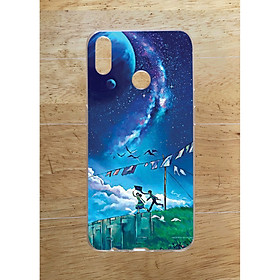 Ốp Lưng Dùng Cho Realme 3 Pro (Dẻo viền trắng trong) - Dưới Ánh Trăng Sao