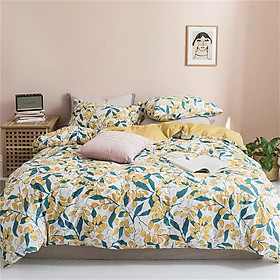 Bộ chăn ga gối cotton PL1 - Lá Vàng - TẶNG 01 MÓC KHÓA HOUSTON