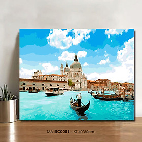 Tranh tô màu theo số BC0051 Tranh sơn dầu số hóa phong cảnh Venice - Hòn ngọc của biển Adriatic