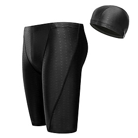 Men Adjustable Drawstring Swim Shorts Board Shorts Swimwear Quick-dry Beach Shorts with Swimming Cap