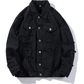 Áo khoác Jeans Nam Đen túi vuông
