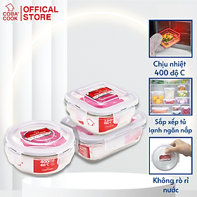 Mua Bộ 3 hộp trữ thức ăn thủy tinh chịu nhiệt Gồm: 1 hộp vuông 320ml +1 hộp chữ nhật 370ml +1 hộp tròn 400ml-CCR4L3S33
