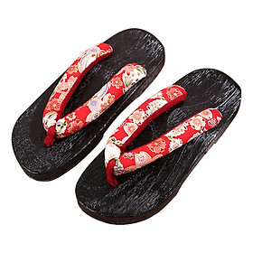 Japanese Wooden Clogs Comfortable Geta Sandals for Men Women Blue Square 40
