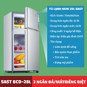 Mua Tủ lạnh mini 38 lít SAST BCD-38L làm đá đựng mỹ phẩm làm mát nước uống bảo quản hoa quả thực phẩm