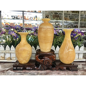 Mua Bộ 3 bình phong thuỷ ( 1 lục bình  1 mai bình  1 hút lộc ) đá ngọc hoàng long đá ngọc hoàng long - Cao 14 cm