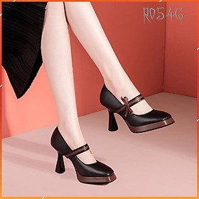 Giày cao gót nữ đẹp bít mũi 7 phân hàng hiệu rosata hai màu đen trắng ro546