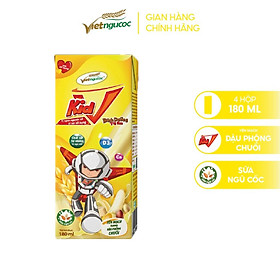 Lốc 4 Hộp Sữa Yến Mạch Vkid VIỆT NGŨ CỐC Cho Bé Thơm Béo Hương Vị Chuối