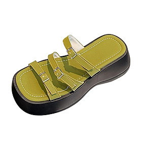 Women Platform Slide Sandals, Open Toe Sandals Nonslip Indoor Footwear Casual Slip on Flat Sandal Platform Slippers for Pool, Summer, Traveling