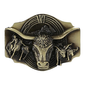 Western Cowboy Matador Belt Buckle Embossed Animal Bull Texas Bronze Buckle