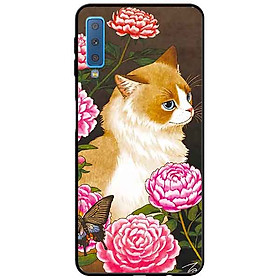 Ốp lưng in cho Samsung A7 2018 Mẫu Mèo Và Hoa
