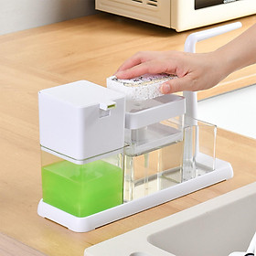 Dish Soap Dispenser Sink Countertop Organizer with Sponge Holder Washing Soap Dispenser