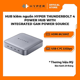 Hub kiêm luôn nguồn Hyper Thunderbolt 4 Power Hub with Integrated Gan Power Source – HDTB4PH, tốc độ truyền dữ liệu cao, hàng chính hãng