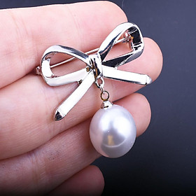 Fashion Butterfly Bow Brooch Pin with Pearl Wedding Brooch for Women Gold