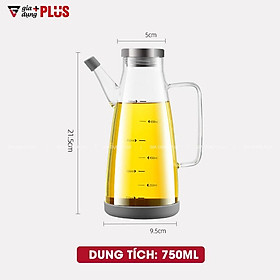Mua Bình dầu ăn  nước mắm lớn 750ml - thuỷ tinh borosilicate  có tay cầm & đế cao su cao cấp chống vỡ - VIMORA