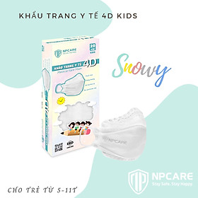 Khẩu trang y tế 4D (KF94) NPCARE Kids trẻ em Snowy Trắng (H/20c)