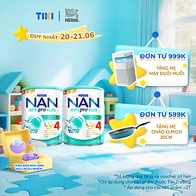 Bộ 2 lon Sữa bột Nestlé NAN OPTIPRO PLUS 4 800g/lon với 5HMO Giúp tiêu hóa tốt - Đèn ngủ mini cho bé màu ngẫu nhiên