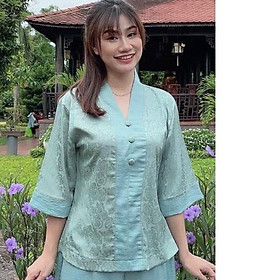 ĐỒ LAM ĐI CHÙA Bà Lai Lụa - Xanh Ngọc,Size L 60 kí trở lại