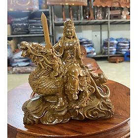 Mua TƯỢNG VĂN THÙ BỒ TÁT BẰNG GỖ BÁCH XANH THƠM NỨC KT 14×15×7CM