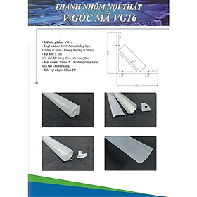 Mua Thanh nhôm V định hình V16-16mm. Không gồm đèn Led  Dạng thanh nhôm V góc cao cấp