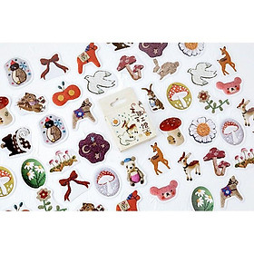 Bộ 46 Sticker Cây Cỏ Mùa Đông Hàn Quốc dán trang trí E81 A