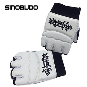 Sinobudo Kyokushin Karate Fighting Bàn tay Bảo vệ Kyokushinkai Karate Găng tay PU thể thao võ thuật thể thao Găng tay Color: White Size: XS Long 16.5cm