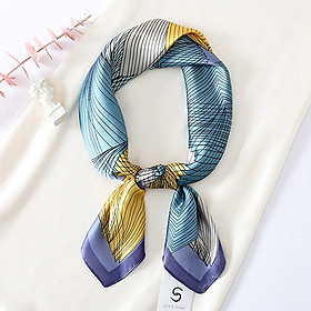 KHĂN LỤA VUÔNG HỌA TIẾT CÁNH QUẠT - BANDANA HÀN QUỐC CAO CẤP - 70X70CM - THY THY STORE