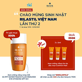 Kem Chống Nắng Giảm Nguy Cơ Kích Ứng Vùng Mắt Rilastil Sun System Ppt Water Touch Fluid Reduced Eye Stinging Spf 50+ 50ml
